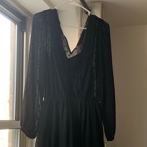 Black lace sheer romper / playsuit from express